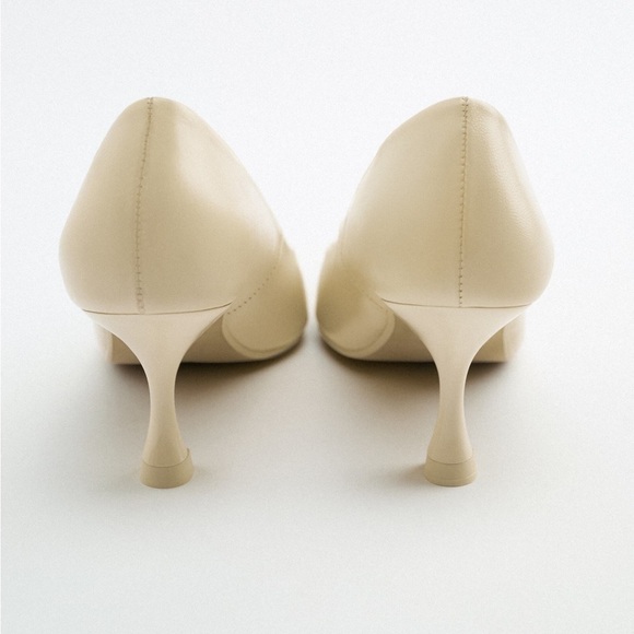 NWT. Zara Cream Leather High Heel Stiletto Pumps. Size 7,5. - Picture 6 of 8